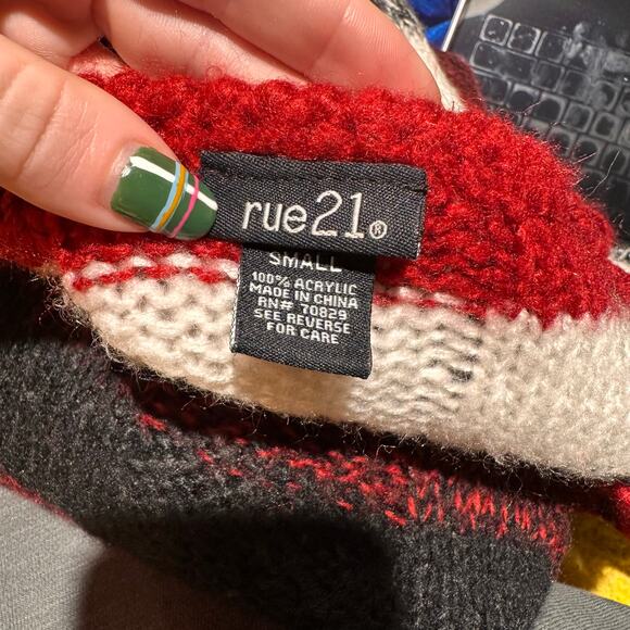 Y2k Rue 21 striped v neck long sleeve sweater dress tunic S - Picture 4 of 4